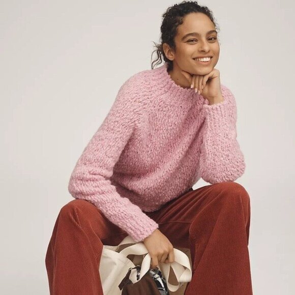 NWT Size S - Anthropologie Textured Mock-Neck Sweater (Made in Italy) - Picture 1 of 16